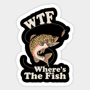 WTF Where's The Fish Funny Fishing Sticker